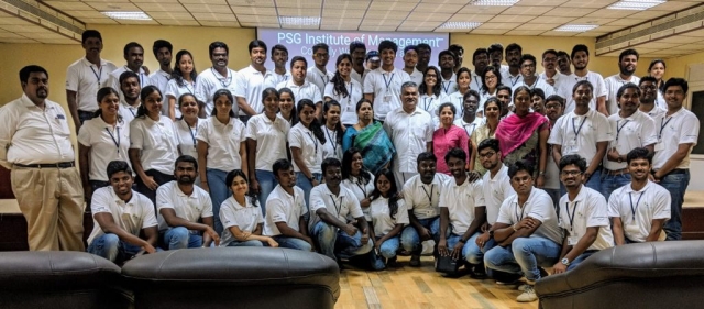 Karthikeya Sivasenapathy with PSGIM students